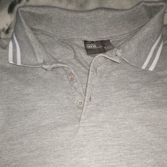 ASOS XL Grey Long Sleeve Muscle Fit Polo Shirt - Picture 4 of 6